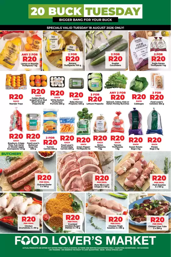 Food Lover's Market catalogue in Cape Town | EC R20 Buck Tuesday 18 August 2026 | 2026-08-17T00:00:00.000Z - 2026-08-18T00:00:00.000Z