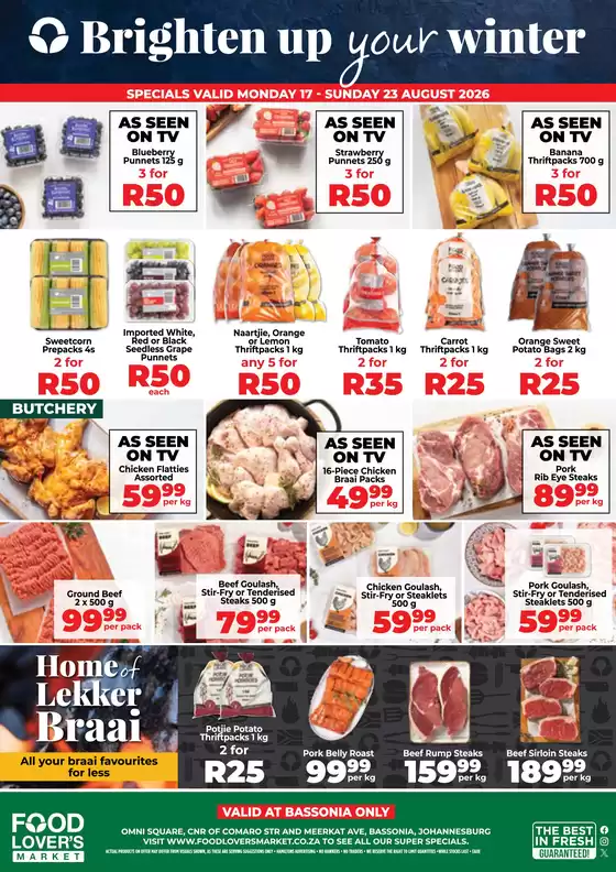 Food Lover's Market catalogue in Cape Town | Bassonia - 17 - 23 August 2026 | 2026-08-16T00:00:00.000Z - 2026-08-23T00:00:00.000Z