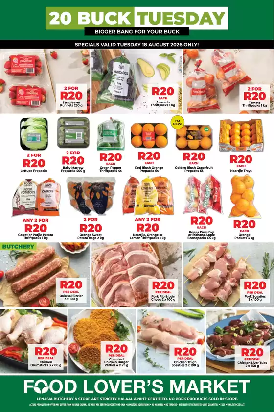 Food Lover's Market catalogue in Harding | Inland - R20 Buck Tuesday - 18 August 2026 | 2026-08-17T00:00:00.000Z - 2026-08-18T00:00:00.000Z