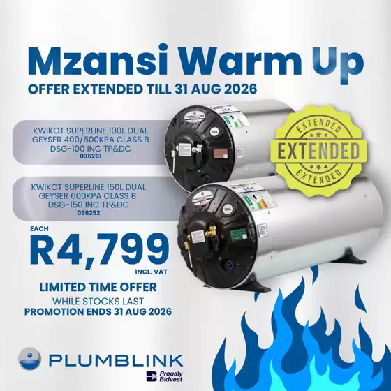 Plumblink catalogue | Mzansi Warm Up | 2026-08-19T00:00:00.000Z - 2026-08-31T00:00:00.000Z