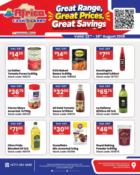Africa Cash & Carry catalogue | Saturday Promo | 2026-08-22T00:00:00.000Z - 2026-08-28T00:00:00.000Z
