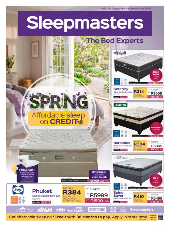 Sleepmasters catalogue in Durban | Sleepmasters Sale | 2026-08-24T00:00:00.000Z - 2026-09-16T00:00:00.000Z