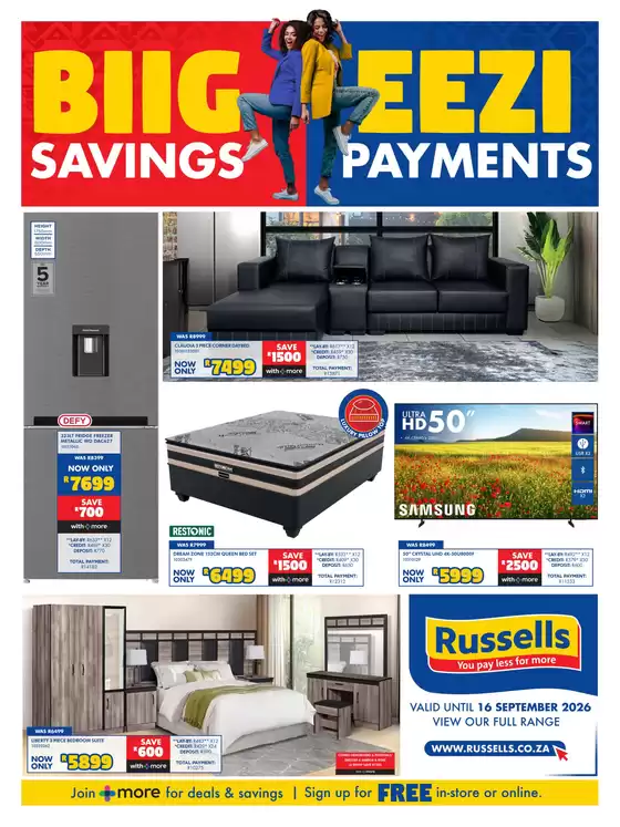 Russells catalogue in Thohoyandou | Biig Savings Eezi Payments | 2026-08-24T00:00:00.000Z - 2026-09-16T00:00:00.000Z