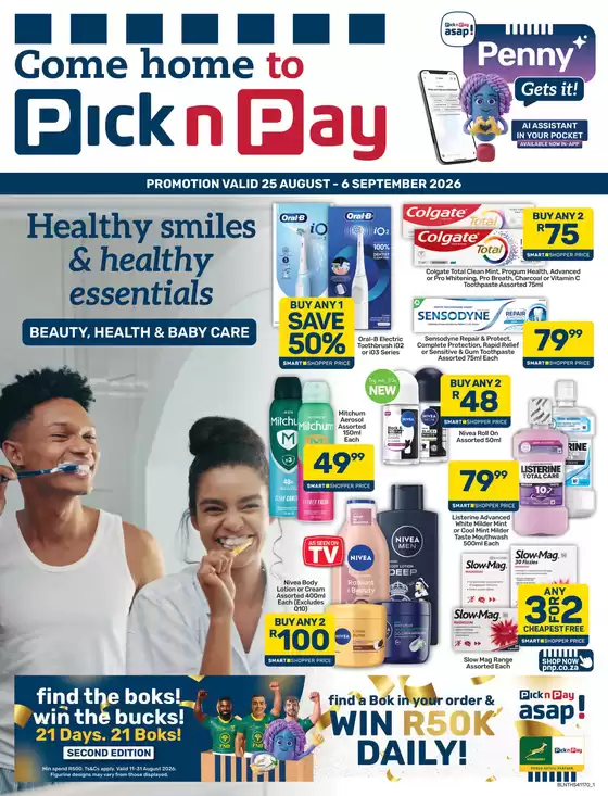 Pick n Pay catalogue in Pietermaritzburg | Pick n Pay Health Beauty Specials | 2026-08-25T00:00:00.000Z - 2026-09-06T00:00:00.000Z