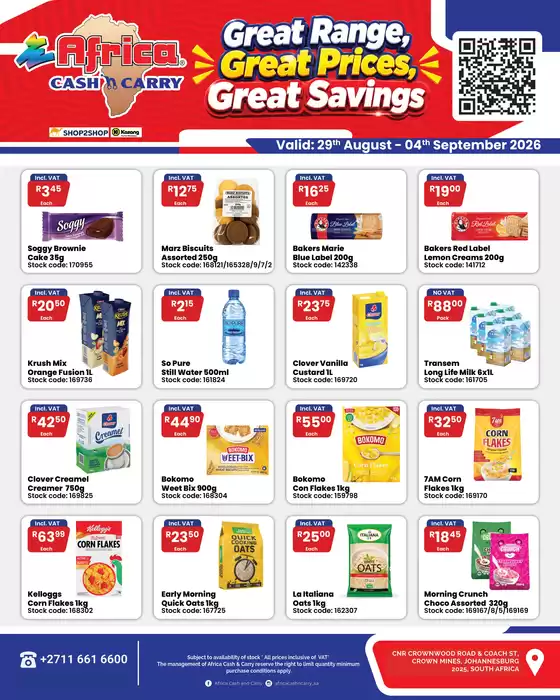 Africa Cash & Carry catalogue | Saturday Promo | 2026-08-29T00:00:00.000Z - 2026-09-04T00:00:00.000Z