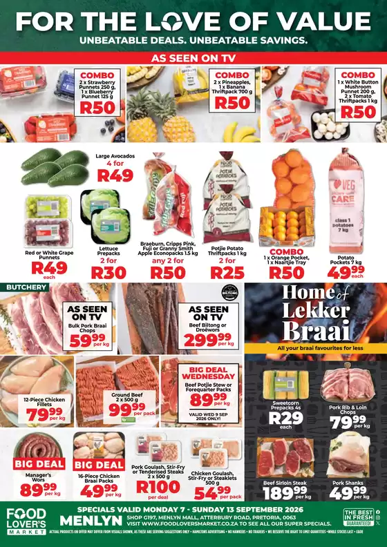 Food Lover's Market catalogue | Menlyn - 7 - 13 September 2026 | 2026-09-06T00:00:00.000Z - 2026-09-13T00:00:00.000Z