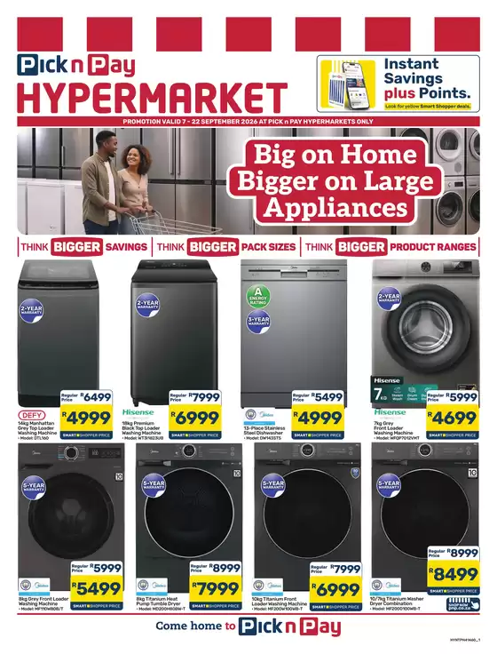 Pick n Pay Hypermarket catalogue in Pretoria | Hypermarket Large Appliances Specials | 2026-09-07T00:00:00.000Z - 2026-09-22T00:00:00.000Z