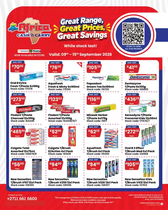 Africa Cash & Carry catalogue in Burgersfort | Wednesday Promo | 2026-09-09T00:00:00.000Z - 2026-09-15T00:00:00.000Z