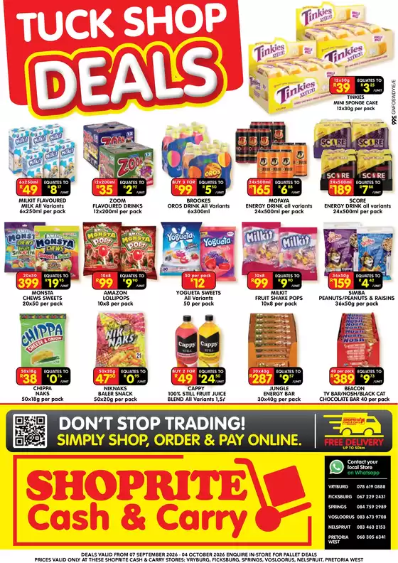 Shoprite catalogue in Koster | Tuck Shop Deals | 2026-09-14T00:00:00.000Z - 2026-10-04T00:00:00.000Z