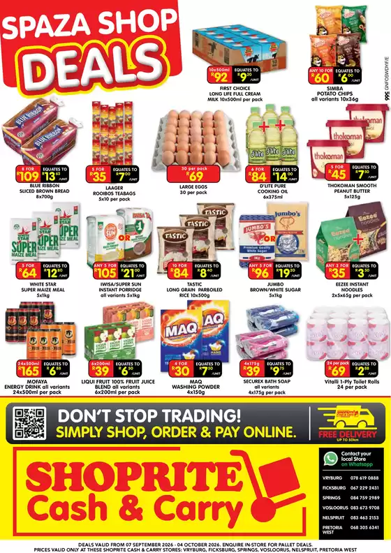 Shoprite catalogue in Vosloorus | Shoprite Cash Carry Spaza Shop Deals Gauteng 7 September - 4 October | 2026-09-06T00:00:00.000Z - 2026-10-04T00:00:00.000Z