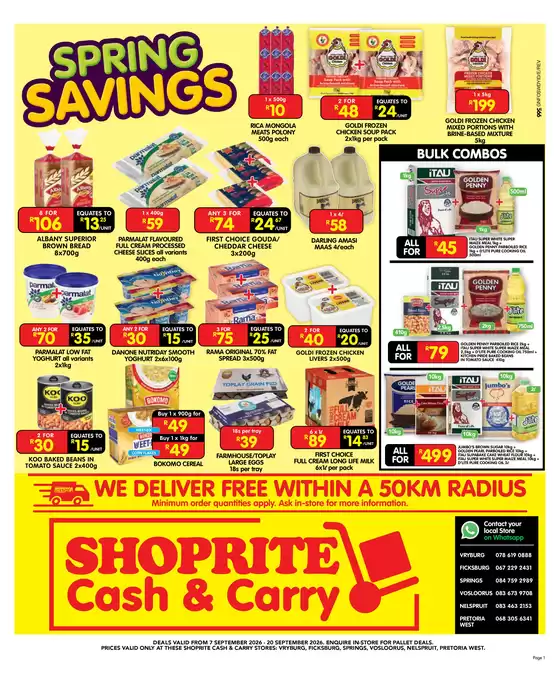 Shoprite catalogue in Vosloorus | Shoprite Cash Carry Spring Savings Gauteng 7 September - 20 September | 2026-09-06T00:00:00.000Z - 2026-09-20T00:00:00.000Z