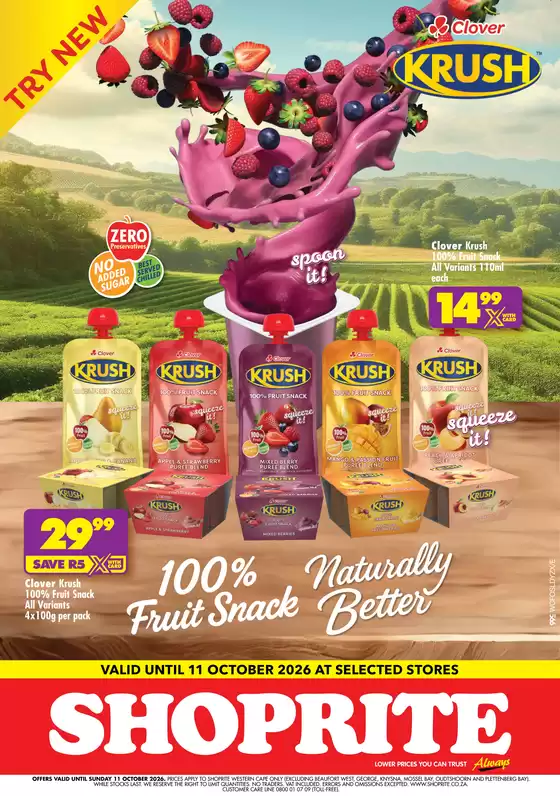 Shoprite catalogue in Somerset West | Shoprite weekly specials | 2026-09-03T00:00:00.000Z - 2026-10-11T00:00:00.000Z