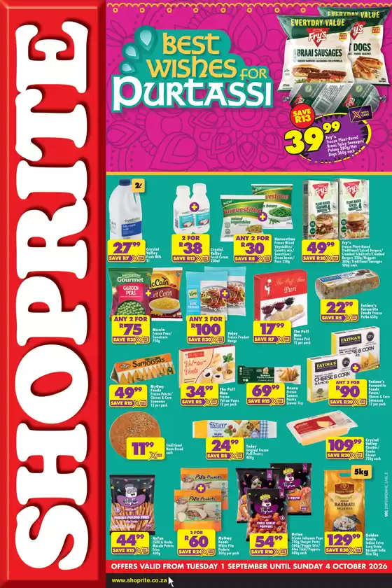 Shoprite catalogue | Shoprite Purtassi Savings KwaZulu-Naal 1 September - 6 October | 2026-08-31T00:00:00.000Z - 2026-10-06T00:00:00.000Z