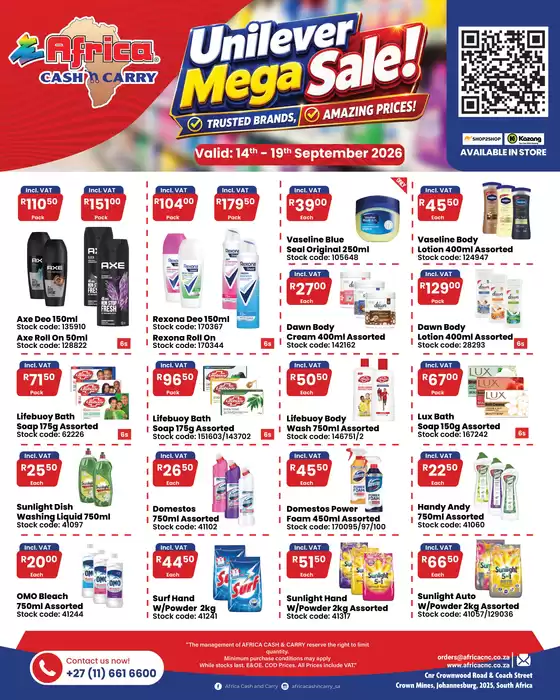 Africa Cash & Carry catalogue in Daveyton | Monday Promo | 2026-09-14T00:00:00.000Z - 2026-09-19T00:00:00.000Z