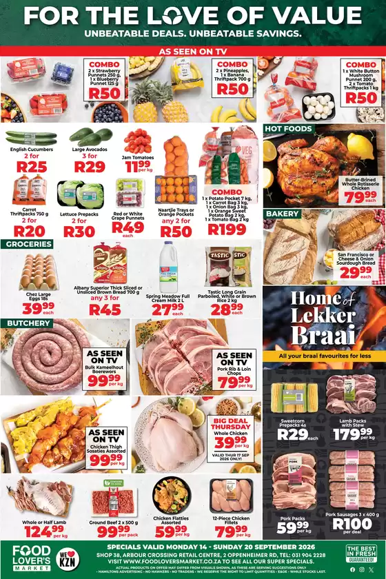 Food Lover's Market catalogue in Mafikeng | Arbour Crossing - 14 - 20 September 2026 | 2026-09-13T00:00:00.000Z - 2026-09-20T00:00:00.000Z