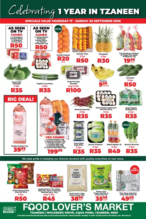 Food Lover's Market catalogue in Mafikeng | Tzaneen Corner 1st Birthday Deals - 17 - 20 September 2026 | 2026-09-16T00:00:00.000Z - 2026-09-20T00:00:00.000Z