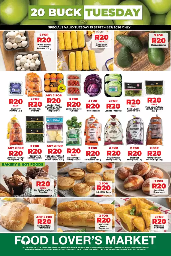 Food Lover's Market catalogue in Mafikeng | WC 20Buck Tuesday 15 September 2026 | 2026-09-14T00:00:00.000Z - 2026-09-15T00:00:00.000Z