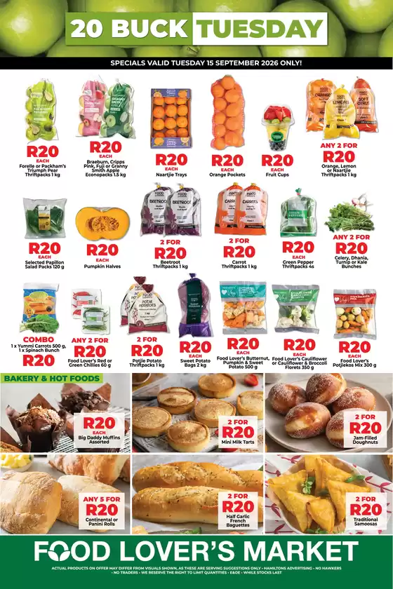 Food Lover's Market catalogue in Mafikeng | EC -20Buck Tuesday - 15 September 2026 | 2026-09-14T00:00:00.000Z - 2026-09-15T00:00:00.000Z