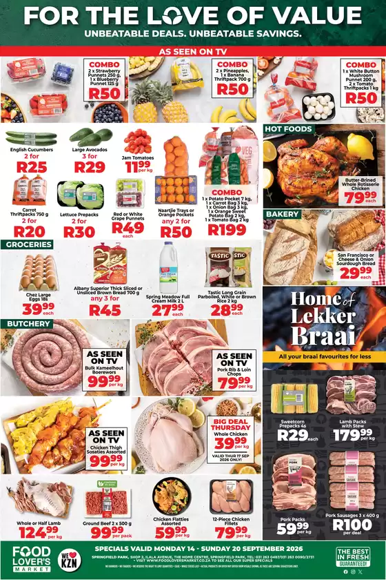 Food Lover's Market catalogue in Mafikeng | Springfield - 14 - 20 September 2026 | 2026-09-13T00:00:00.000Z - 2026-09-20T00:00:00.000Z