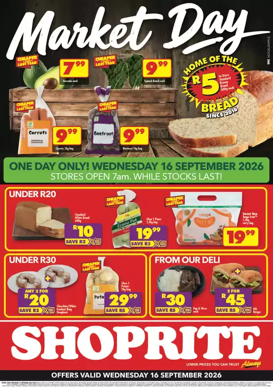 Shoprite catalogue in Benoni | Shoprite Market Day Deals Valid 16 September | 2026-09-14T00:00:00.000Z - 2026-09-16T00:00:00.000Z