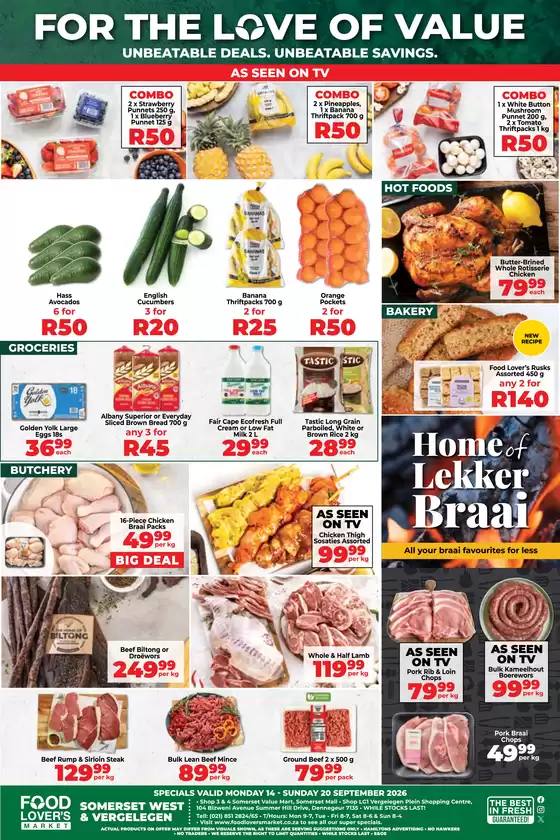Food Lover's Market catalogue in Pietermaritzburg | Somerset West amp Vergelegen - 14 - 20 September 2026 | 2026-09-13T00:00:00.000Z - 2026-09-20T00:00:00.000Z