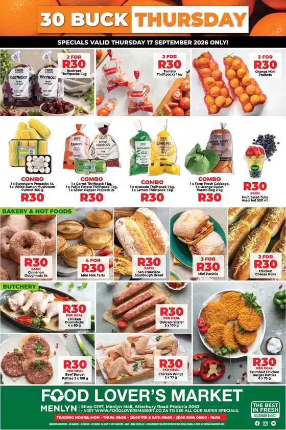 Food Lover's Market catalogue in Mutale | Menlyn - 30 Buck Thursday - 17 Sep Only | 2026-09-16T00:00:00.000Z - 2026-09-17T00:00:00.000Z
