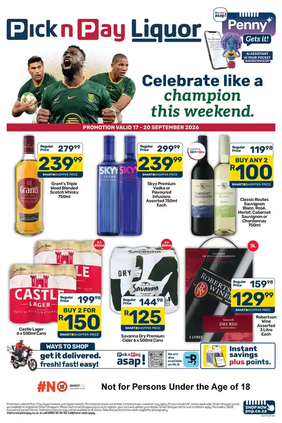 Pick n Pay catalogue in Acornhoek | Pick n Pay Weekend Liquor Specials | 2026-09-17T00:00:00.000Z - 2026-09-20T00:00:00.000Z