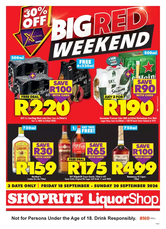 Shoprite catalogue | Shoprite LiquorShop Big Red Weekend 18 - 20 September | 2026-09-14T00:00:00.000Z - 2026-09-20T00:00:00.000Z