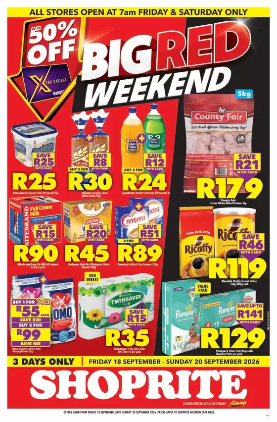 Shoprite catalogue | Shoprite Big Red Weekend Western Cape 18 - 20 September | 2026-09-14T00:00:00.000Z - 2026-09-20T00:00:00.000Z