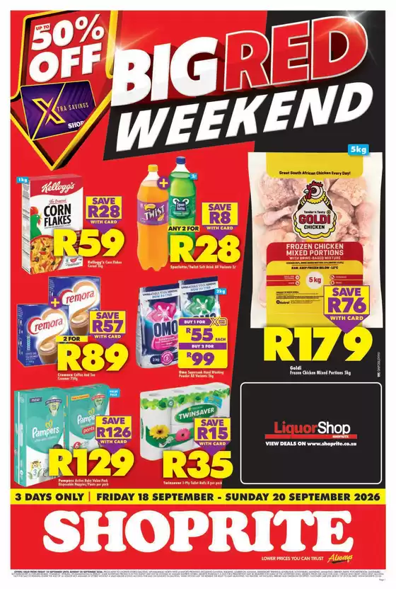 Shoprite catalogue | Shoprite Big Red Weekend Gauteng 18 - 20 September | 2026-09-14T00:00:00.000Z - 2026-09-20T00:00:00.000Z