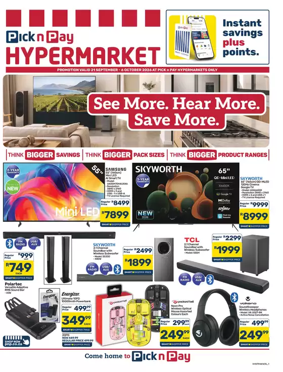 Pick n Pay Hypermarket catalogue in Odendaalsrus | Hypermarket Audio Multimedia Specials | 2026-09-21T00:00:00.000Z - 2026-10-06T00:00:00.000Z