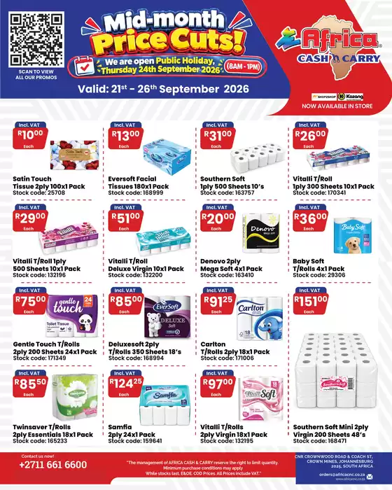 Africa Cash & Carry catalogue | Monday Promo | 2026-09-21T00:00:00.000Z - 2026-09-26T00:00:00.000Z