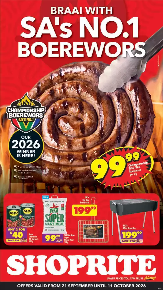 Shoprite catalogue in Sasolburg | Shoprite Heritage Deals Northern Cape 21 September - 11 October | 2026-09-20T00:00:00.000Z - 2026-10-11T00:00:00.000Z