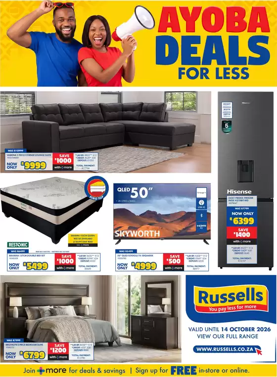 Russells catalogue | Ayoba Deals For Less | 2026-09-22T00:00:00.000Z - 2026-10-14T00:00:00.000Z