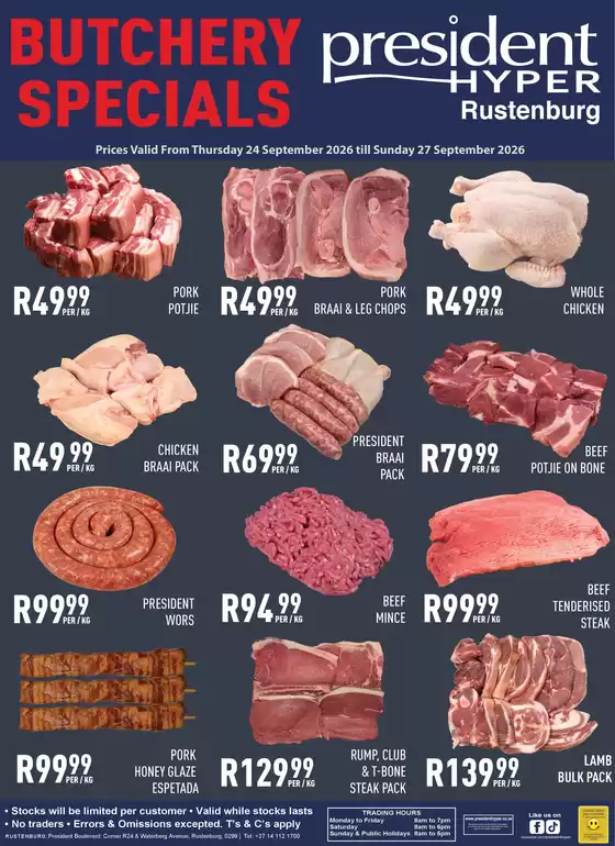 President Hyper catalogue | Butchery Specials Rustenburg | 2026-09-24T00:00:00.000Z - 2026-09-27T00:00:00.000Z