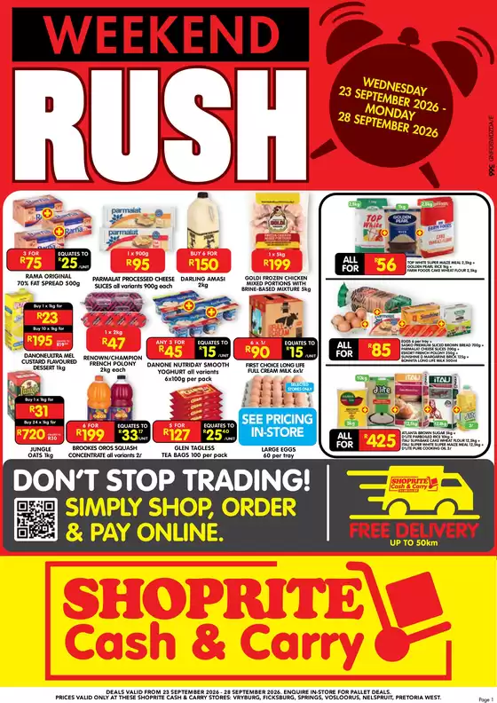 Shoprite catalogue | Shoprite Cash Carry Weekend Rush Gauteng 23 September - 28 September | 2026-09-22T00:00:00.000Z - 2026-09-28T00:00:00.000Z