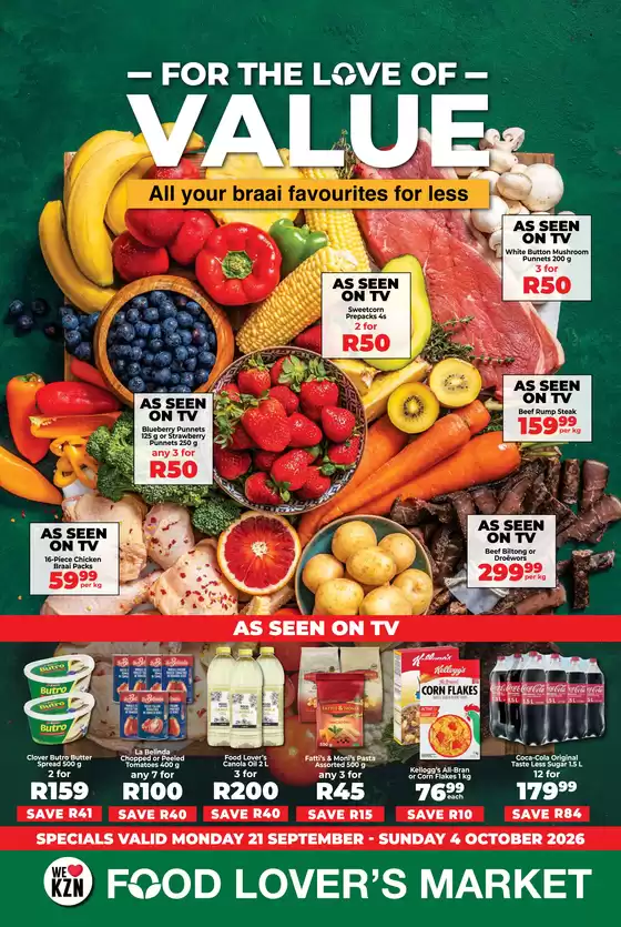 Food Lover's Market catalogue in Kingsburgh | For the Love of Value - Kwa-Zulu Natal - 21 September - 4 October 2026 | 2026-09-20T00:00:00.000Z - 2026-10-04T00:00:00.000Z