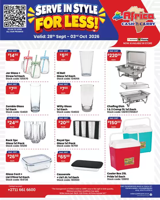 Africa Cash & Carry catalogue | Monday Promo | 2026-09-28T00:00:00.000Z - 2026-10-03T00:00:00.000Z