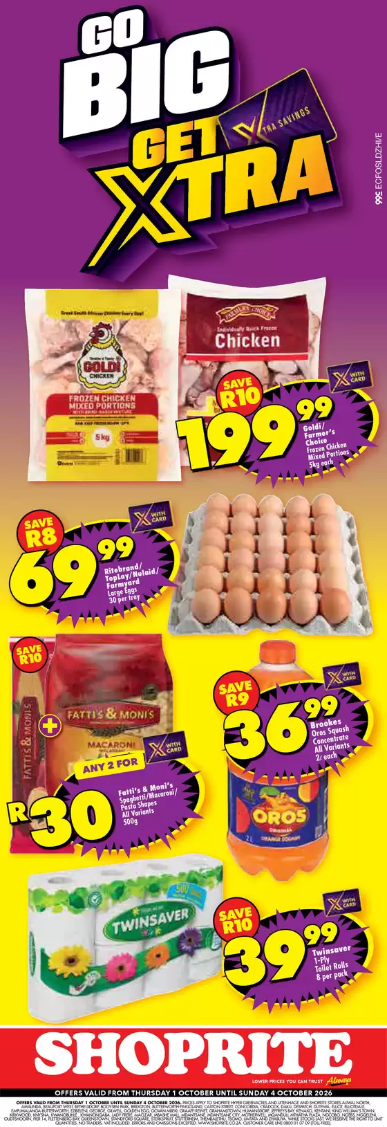 Shoprite catalogue | Shoprite Xtra Savings Eastern Cape 1 October - 4 October | 2026-09-30T00:00:00.000Z - 2026-10-04T00:00:00.000Z
