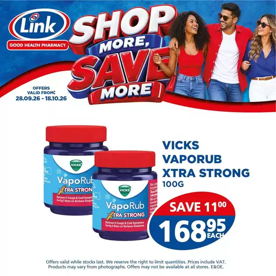 Link Pharmacy catalogue in Nyanga | Great offer for bargain hunters | 2026-09-28T00:00:00.000Z - 2026-10-18T00:00:00.000Z