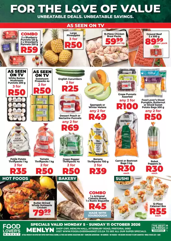 Food Lover's Market catalogue | Menlyn - 5 - 11 October 2026 | 2026-10-04T00:00:00.000Z - 2026-10-11T00:00:00.000Z