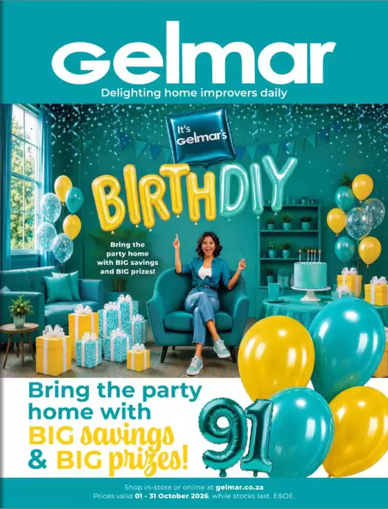 Gelmar catalogue | Bring the party home with big savings & big prizes! | 2026-10-05T00:00:00.000Z - 2026-10-31T00:00:00.000Z