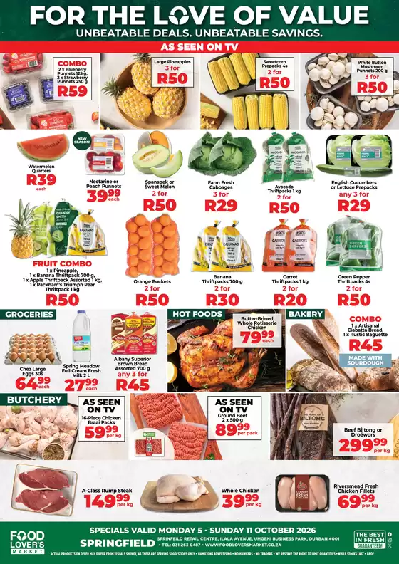 Food Lover's Market catalogue | Springfield Park - 5 - 11 October 2026 | 2026-10-04T00:00:00.000Z - 2026-10-11T00:00:00.000Z