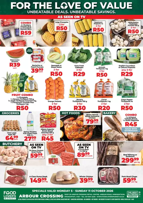 Food Lover's Market catalogue | Arbour Crossing - 5 - 11 October 2026 | 2026-10-04T00:00:00.000Z - 2026-10-11T00:00:00.000Z