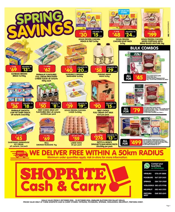 Shoprite catalogue | Shoprite Cash Carry Spring Savings Gauteng 5 October - 18 October | 2026-10-04T00:00:00.000Z - 2026-10-18T00:00:00.000Z