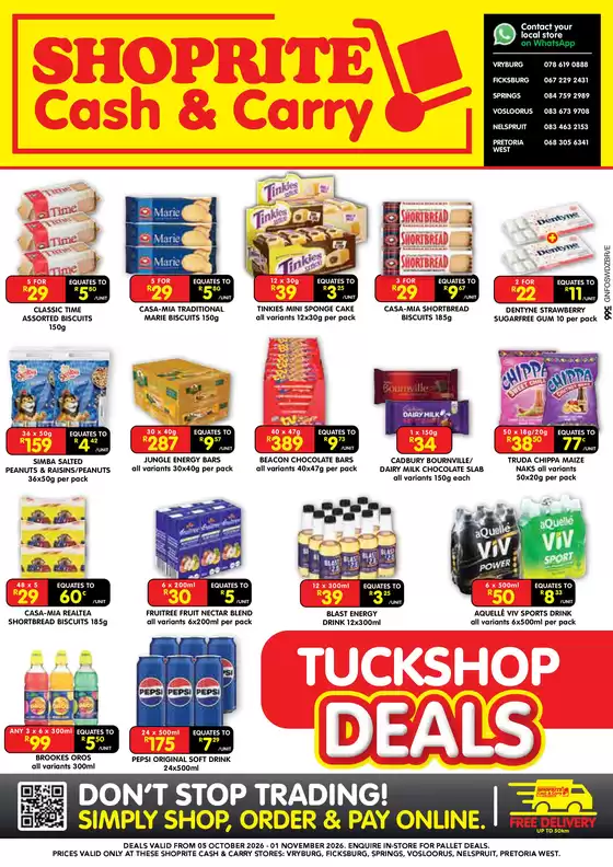 Shoprite catalogue | Shoprite Cash Carry Tuckshop Deals Gauteng 5 October - 1 November | 2026-10-04T00:00:00.000Z - 2026-11-01T00:00:00.000Z