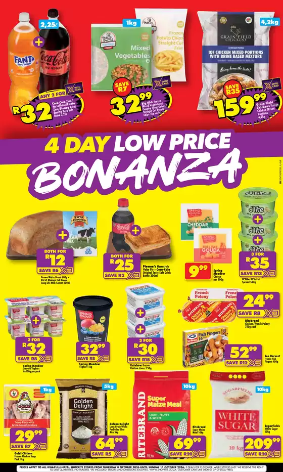 Shoprite catalogue | Shoprite Low Price Bonanza KwaZulu-Natal 8 October - 11 October | 2026-10-07T00:00:00.000Z - 2026-10-11T00:00:00.000Z