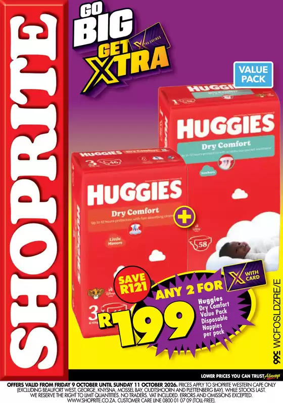 Shoprite catalogue | Shoprite Huggies Baby Xtra Savings Western Cape - 9 to 11 October | 2026-10-08T00:00:00.000Z - 2026-10-11T00:00:00.000Z