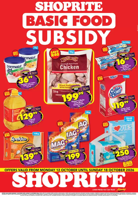Shoprite catalogue in Lady Grey | Shoprite Basic Food Subsidy Savings Gauteng 12 October - 18 October | 2026-10-11T00:00:00.000Z - 2026-10-18T00:00:00.000Z