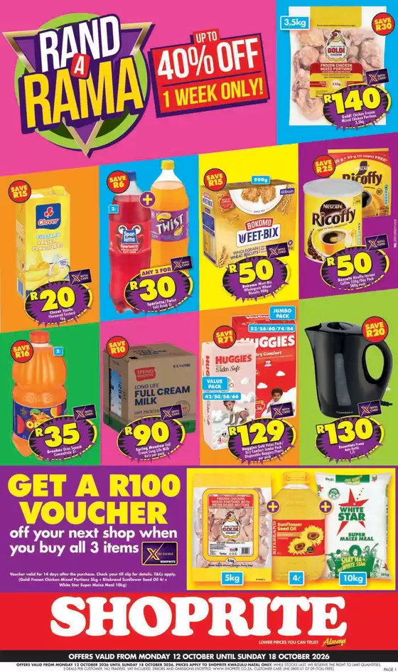 Shoprite catalogue in Lady Grey | Shoprite Rand a Rama KwaZulu-Natal 12 October - 18 October | 2026-10-11T00:00:00.000Z - 2026-10-18T00:00:00.000Z